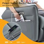 Power 270 Swivel Rocker Recliner Chair with USB Ports, Electric PU Small Recliners for Small Spaces