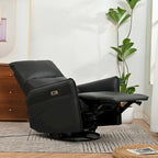 Power 270 Swivel Rocker Recliner Chair with USB Ports, Electric PU Small Recliners for Small Spaces