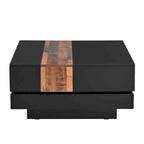 Square Coffee Table with Sliding Tabletop and Hidden Storage