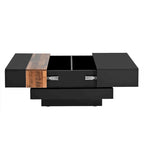 Square Coffee Table with Sliding Tabletop and Hidden Storage
