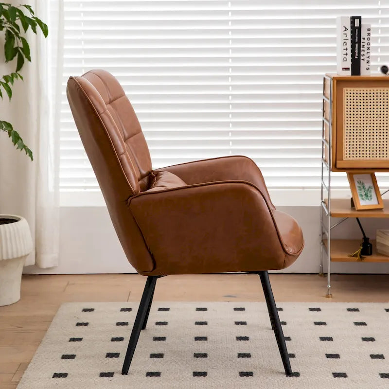 Bonded Leather Armchair Modern Accent Chair Set of 2