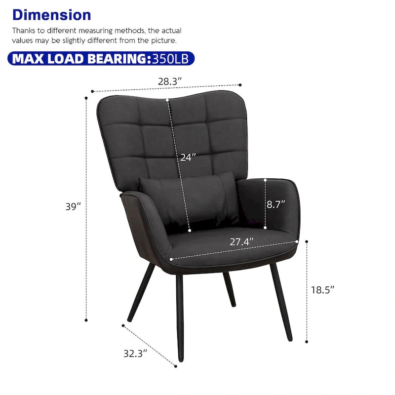 Bonded Leather Armchair Modern Accent Chair Set of 2
