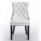 High Back Dining Chairs Set of 2, Upholstered PU Leather Kitchen Chairs Side Chair with Rear Handle Wood Legs