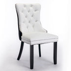High Back Dining Chairs Set of 2, Upholstered PU Leather Kitchen Chairs Side Chair with Rear Handle Wood Legs