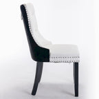 High Back Dining Chairs Set of 2, Upholstered PU Leather Kitchen Chairs Side Chair with Rear Handle Wood Legs