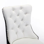 High Back Dining Chairs Set of 2, Upholstered PU Leather Kitchen Chairs Side Chair with Rear Handle Wood Legs