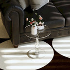 Clear Acrylic Round End Table Solid Post Side Table Nightstand - 18 Dia. x 19 H