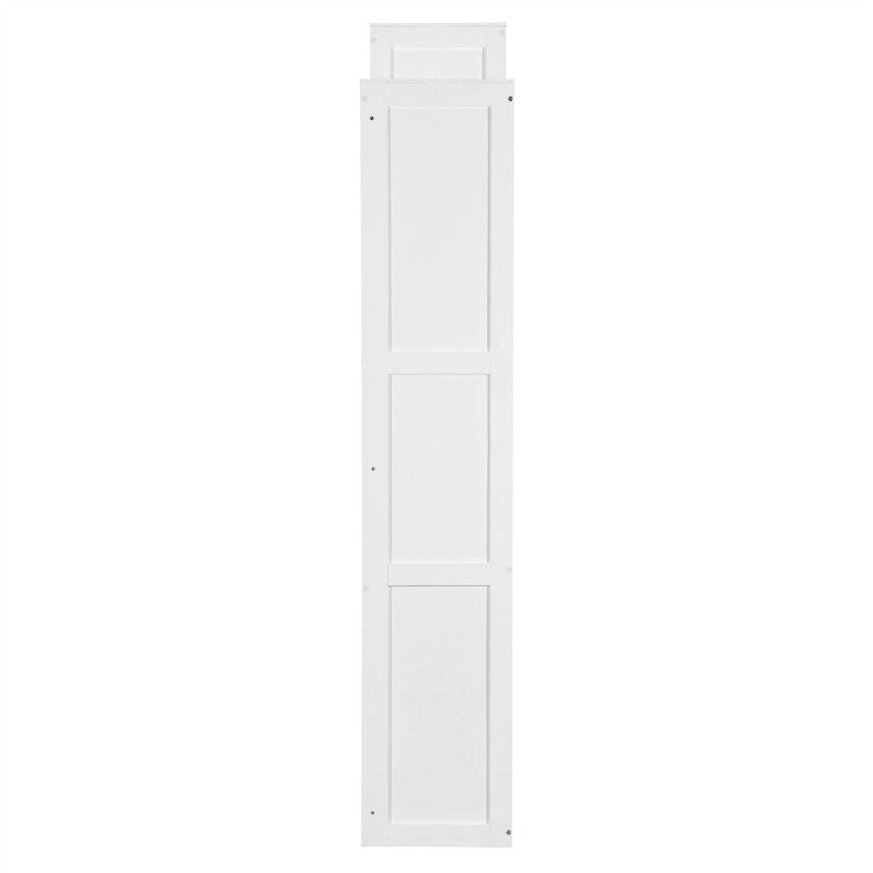 Queen Size Murphy Bed Wall Bed with Desk, Mirror and Vanity, Wooden Foldable Murphy Cabinet Bed with Storage Cabinets