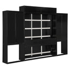 Queen Size Murphy Bed Wall Bed with Desk, Mirror and Vanity, Wooden Foldable Murphy Cabinet Bed with Storage Cabinets