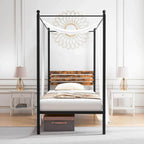 Gymax Twin/Full/Queen Size 4-Post Canopy Bed Frame Rustproof Metal