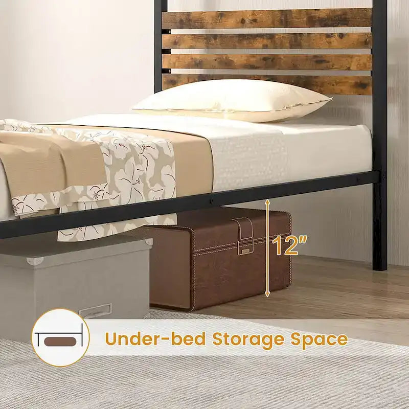 Gymax Twin/Full/Queen Size 4-Post Canopy Bed Frame Rustproof Metal