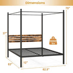 Gymax Twin/Full/Queen Size 4-Post Canopy Bed Frame Rustproof Metal