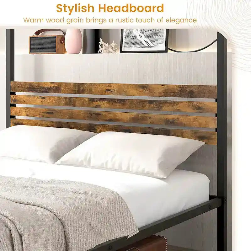 Gymax Twin/Full/Queen Size 4-Post Canopy Bed Frame Rustproof Metal
