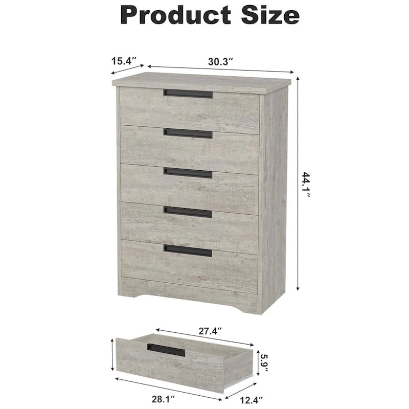 Natural 5 Drawer Dresser for Bedroom, Living Room, Nursery