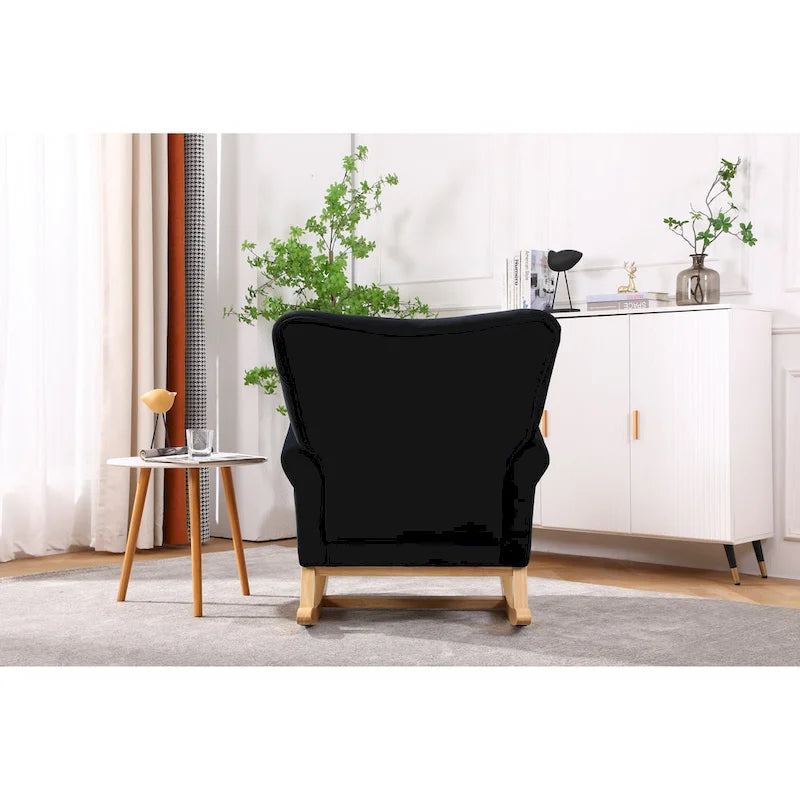 Tufted Rocking Chair with Wood Legs