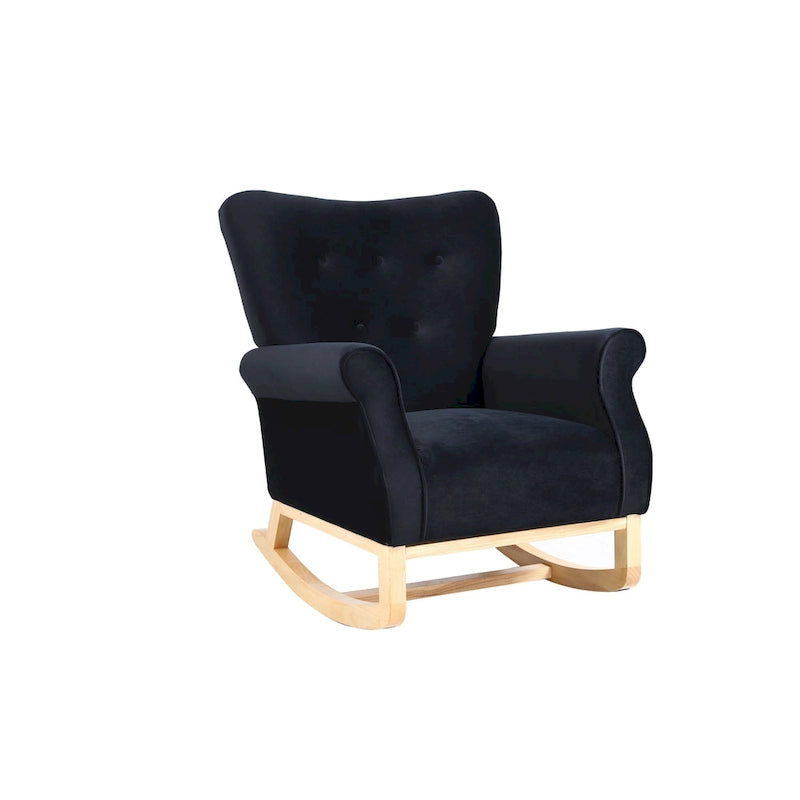 Tufted Rocking Chair with Wood Legs