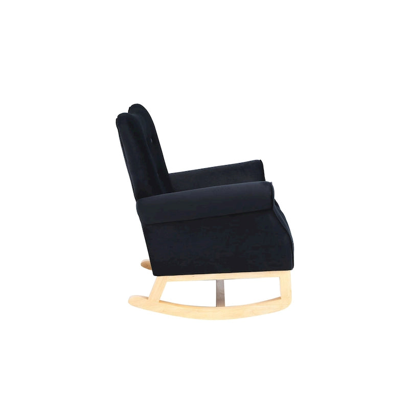 Tufted Rocking Chair with Wood Legs
