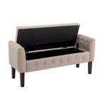 Inari Fabric Flip Top Storage Ottoman Bench with Rubberwood Legs