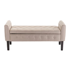 Inari Fabric Flip Top Storage Ottoman Bench with Rubberwood Legs
