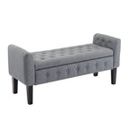Inari Fabric Flip Top Storage Ottoman Bench with Rubberwood Legs