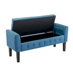 Inari Fabric Flip Top Storage Ottoman Bench with Rubberwood Legs
