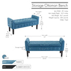 Inari Fabric Flip Top Storage Ottoman Bench with Rubberwood Legs