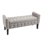 Inari Fabric Flip Top Storage Ottoman Bench with Rubberwood Legs