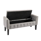 Inari Fabric Flip Top Storage Ottoman Bench with Rubberwood Legs