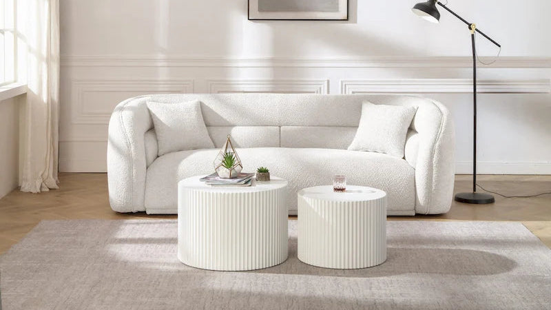 Modern Contemporary 91 Upholstered Curved Sofa With 2 Pillows for Living Room