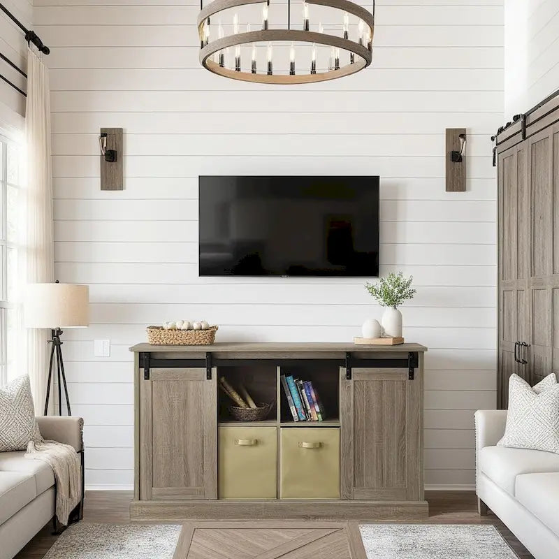 Lincoln Farmhouse 60 Inch TV Stand Console for TVs up to 64 inches