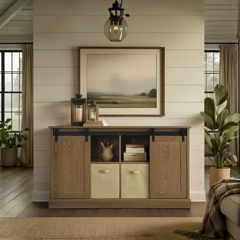 Lincoln Farmhouse 60 Inch TV Stand Console for TVs up to 64 inches