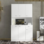 70.87 Tall Wardrobe& Kitchen Cabinet, with 6-Doors, 1-Open Shelves and 1-Drawer for bedroom,Walnut