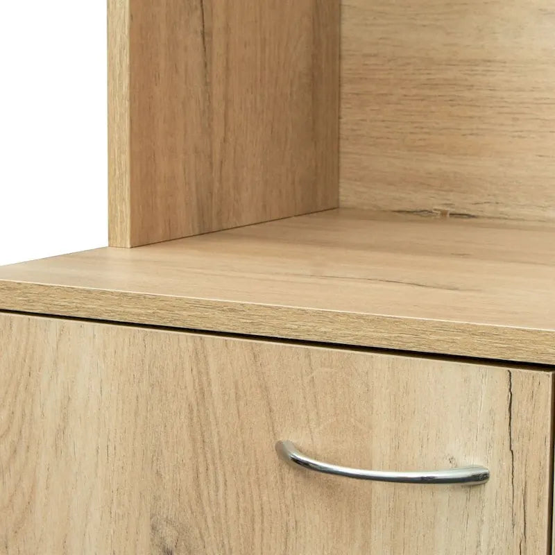 70.87 Tall Wardrobe& Kitchen Cabinet, with 6-Doors, 1-Open Shelves and 1-Drawer for bedroom,Walnut