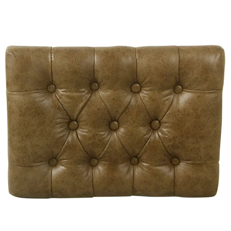HomePop Decorative Ottoman - Distressed Brown Faux Leather