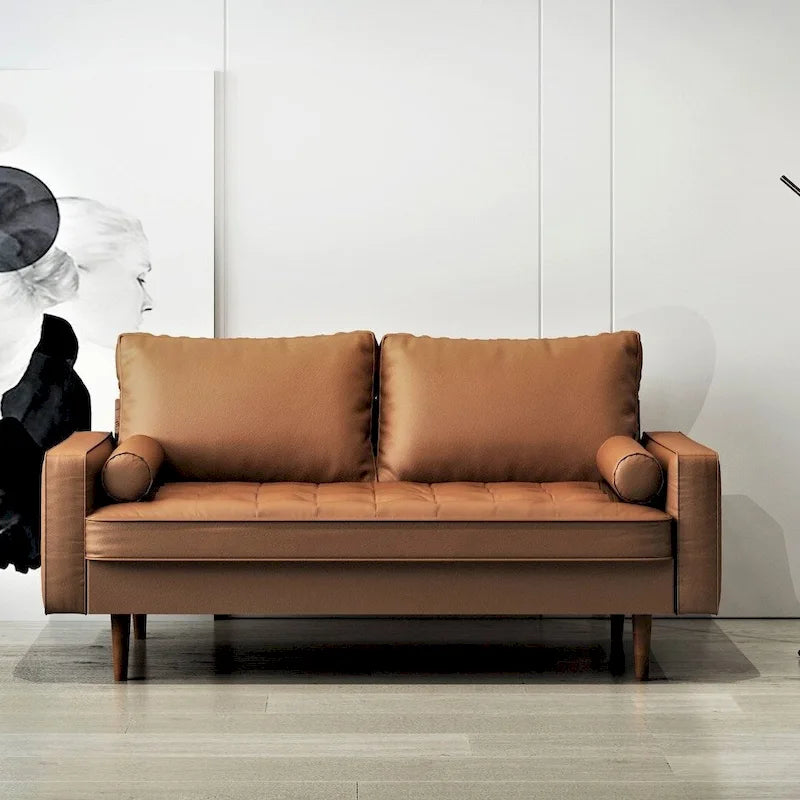 Lopez Faux Leather Mid-century Modern Sofa