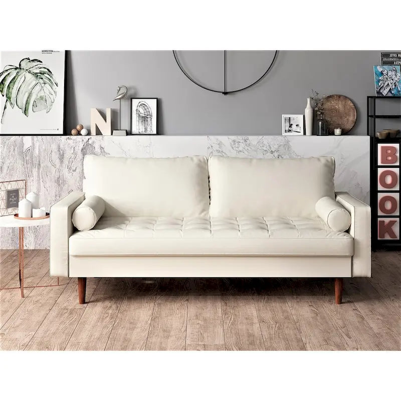 Lopez Faux Leather Mid-century Modern Sofa