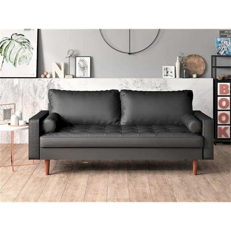 Lopez Faux Leather Mid-century Modern Sofa