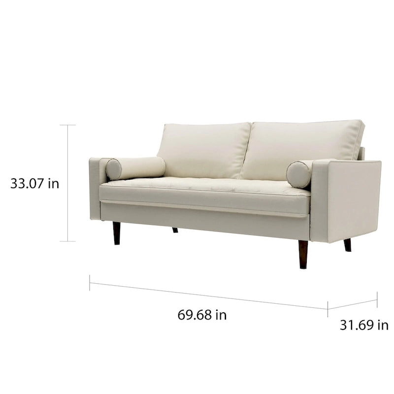 Lopez Faux Leather Mid-century Modern Sofa