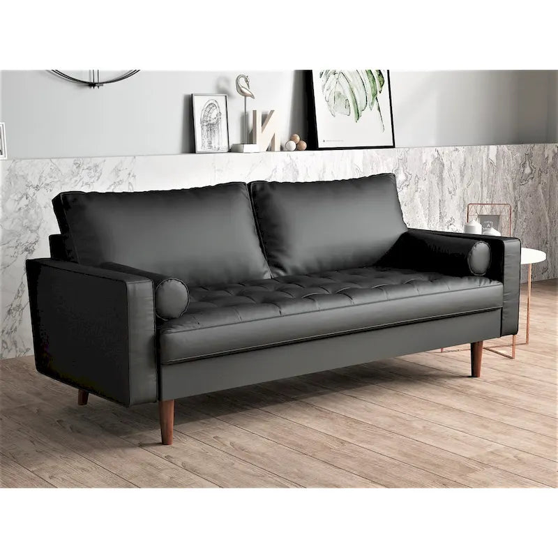 Lopez Faux Leather Mid-century Modern Sofa