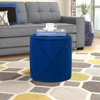 Adeco Velvet Round Tufted Ottoman Foot Rest Vanity Stool