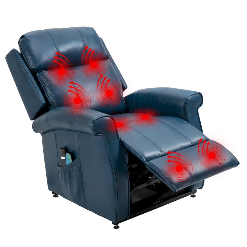 Clihome Faux Leather Elderly Power Lift Recliner Chair with Massage