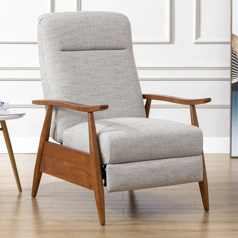 Taylor Wood Arm Push Back Recliner in Performance Fabric by 