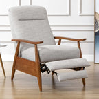 Taylor Wood Arm Push Back Recliner in Performance Fabric by