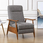 Taylor Wood Arm Push Back Recliner in Performance Fabric by