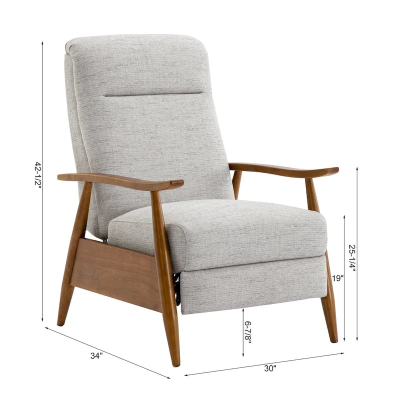 Taylor Wood Arm Push Back Recliner in Performance Fabric by