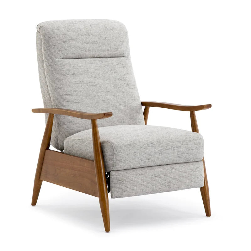 Taylor Wood Arm Push Back Recliner in Performance Fabric by