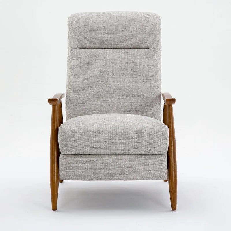 Taylor Wood Arm Push Back Recliner in Performance Fabric by