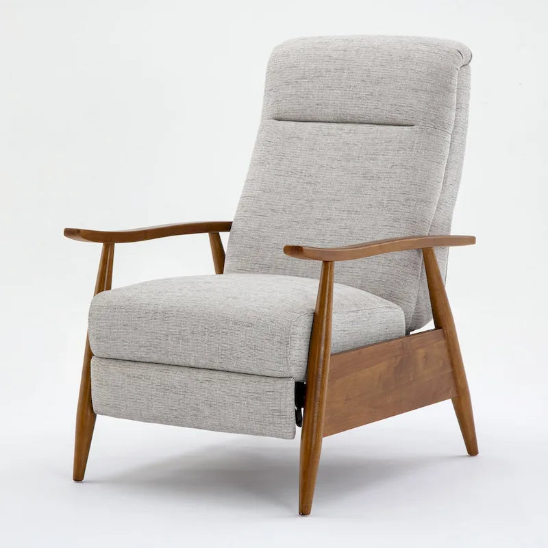 Taylor Wood Arm Push Back Recliner in Performance Fabric by