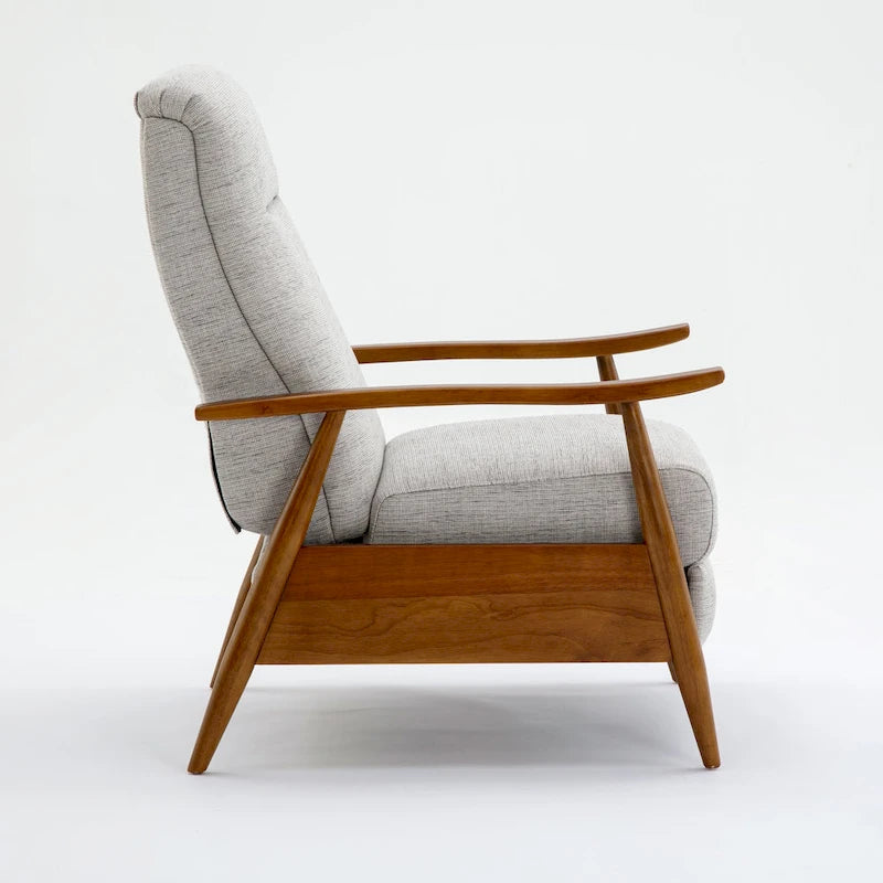 Taylor Wood Arm Push Back Recliner in Performance Fabric by
