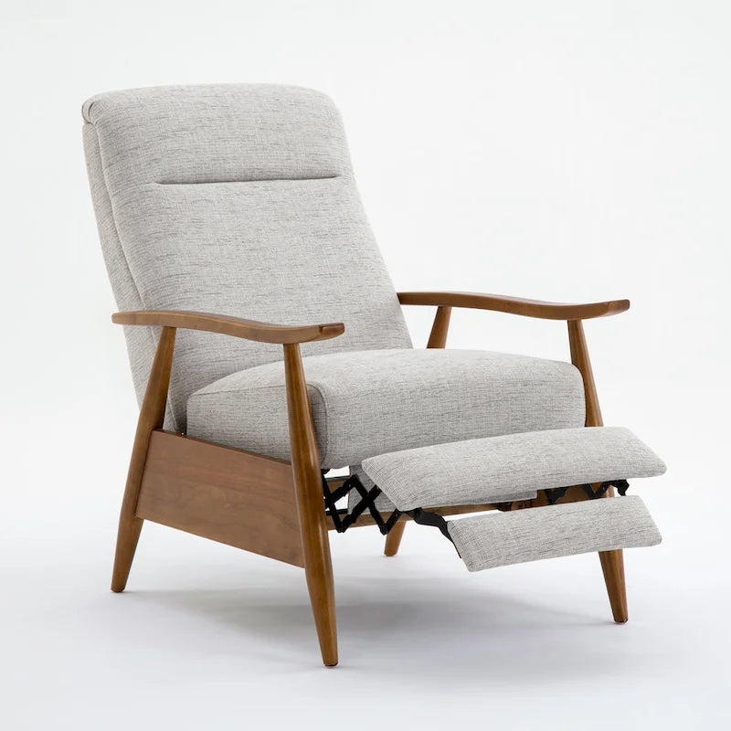 Taylor Wood Arm Push Back Recliner in Performance Fabric by